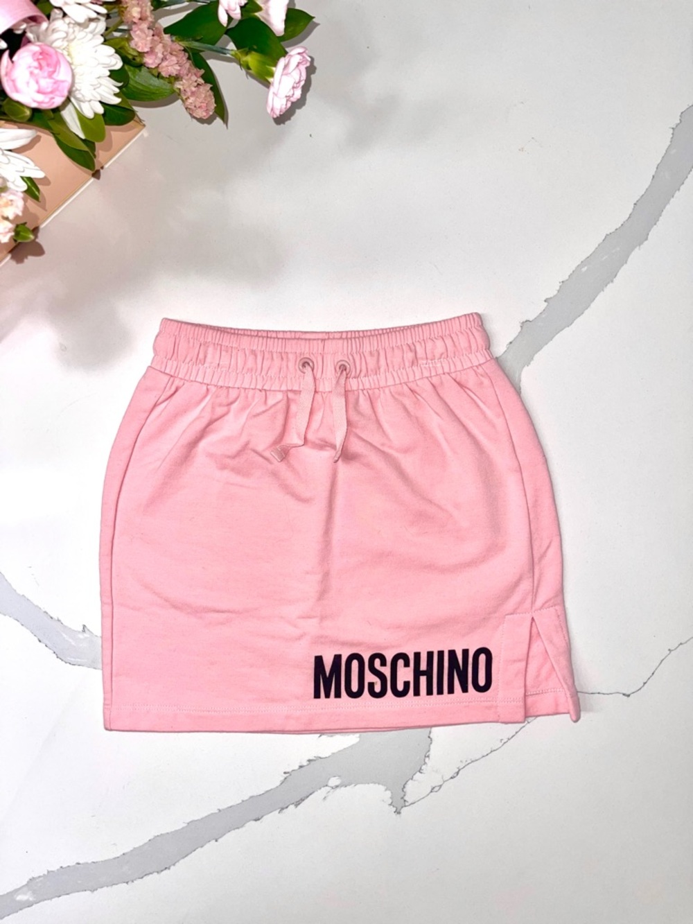 Moschino Pink Elastic Waist Logo Skirt